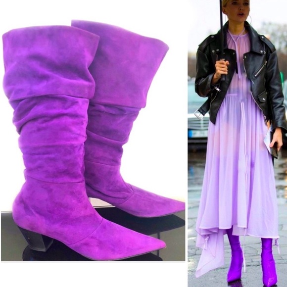 Nordstrom Shoes - Vintage Nordstrom Purple Suede Slouched Boots 10/11